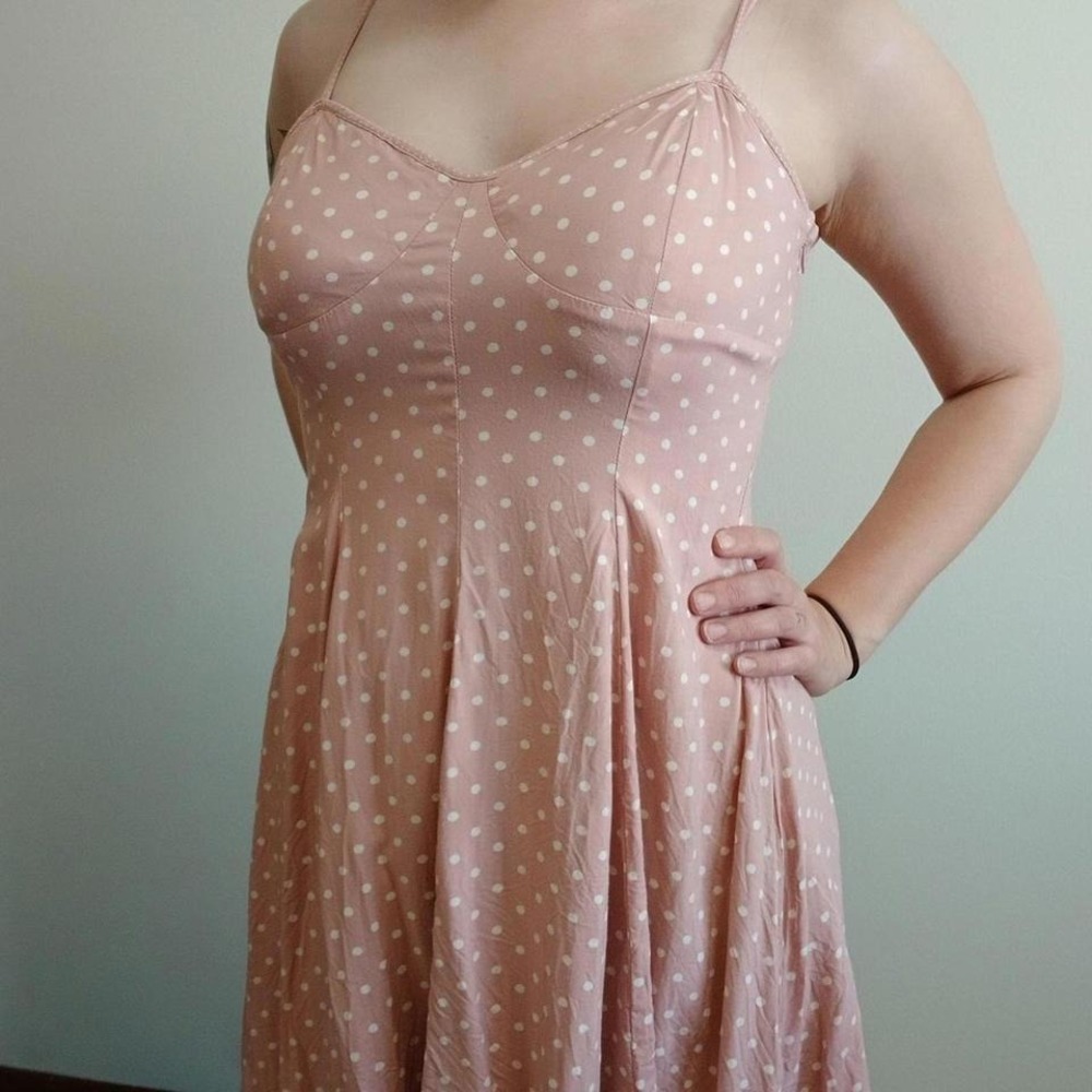 Swingy pink polkadot sun dress, size medium - Picture 3 of 5